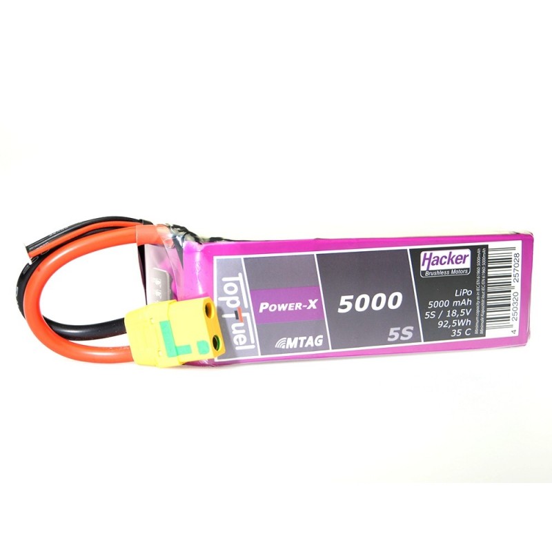 Batterie Lipo Hacker TopFuel Power-X MTAG 5S 18.5V 5000mAh 35C Prise XT90S
