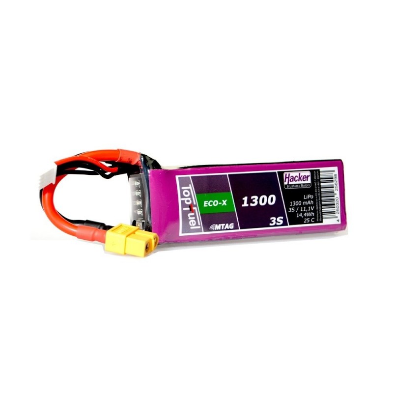 Batterie Lipo Hacker TopFuel Eco-X MTAG 3S 11.1V 1300mAh 25C Prise XT60