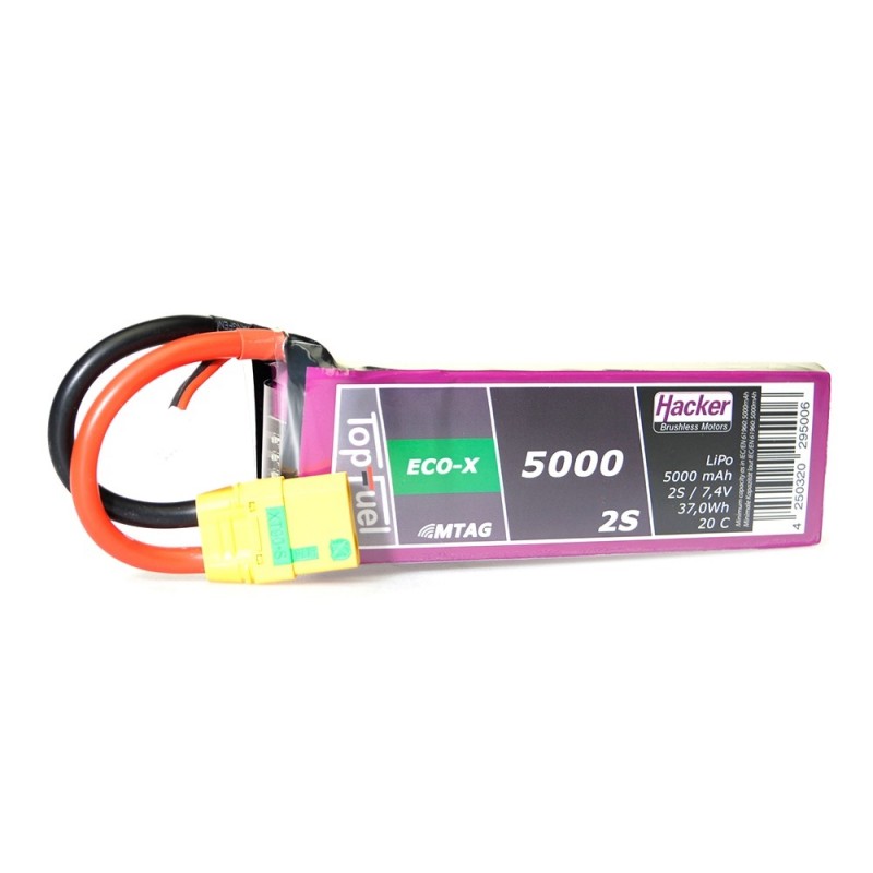 Batterie Lipo Hacker TopFuel Eco-X MTAG 2S 7.4V 5000mAh 20C Prise XT90S