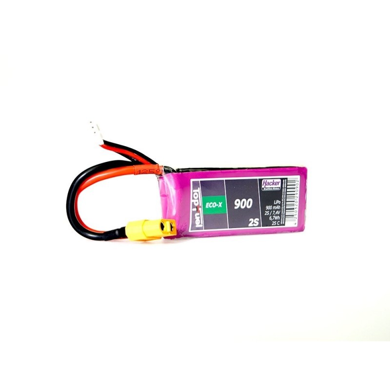 Batterie Lipo Hacker TopFuel Eco-X 2S 7.4V 900mAh 25C Prise XT60