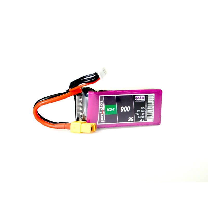 Batterie Lipo Hacker TopFuel Eco-X 3S 11.1V 900mAh 25C Prise XT60