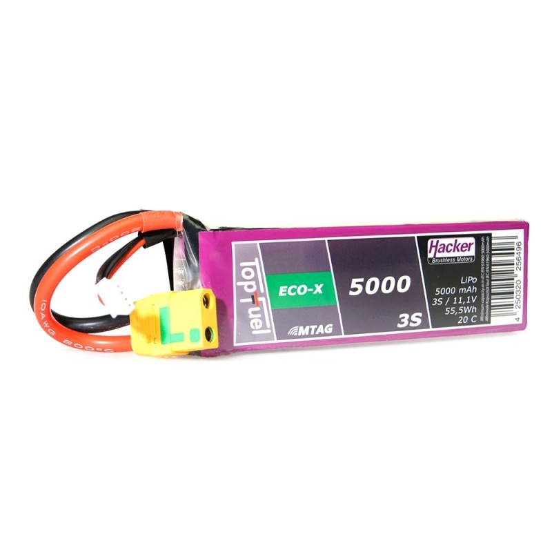 Batterie Lipo Hacker TopFuel Eco-X MTAG 3S 11.1V 5000mAh 20C Prise XT90S