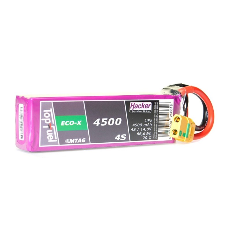 Batterie Lipo Hacker TopFuel Eco-X MTAG 4S 14.8V 4500mAh 20C Prise XT90S