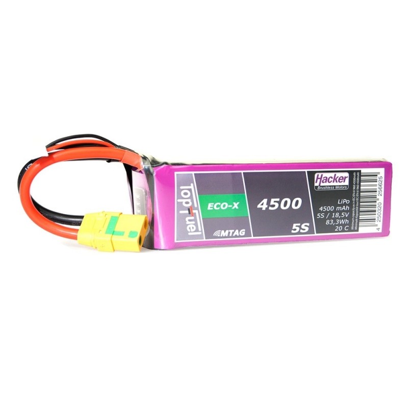 Batterie Lipo Hacker TopFuel Eco-X MTAG 5S 18.5V 4500mAh 20C Prise XT90S