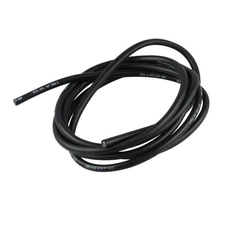 Cable de silicona 1,5mm² Negro - 1m Amass