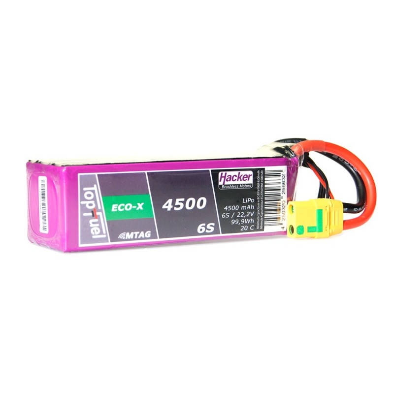 Batterie Lipo Hacker TopFuel Eco-X MTAG 6S 22.2V 4500mAh 20C Prise XT90S