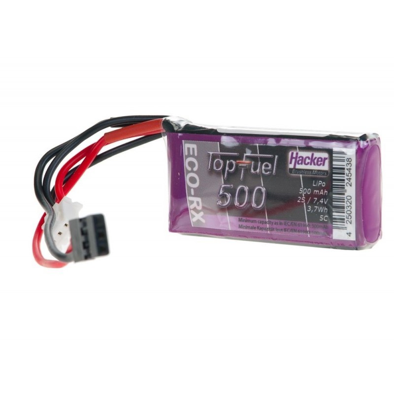 Akku Lipo 2S 7.4V 500mAh 5C TopFuel ECO RX Hacker